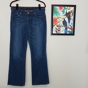 Lucky Brand midrise flare jeans, dark flight wash